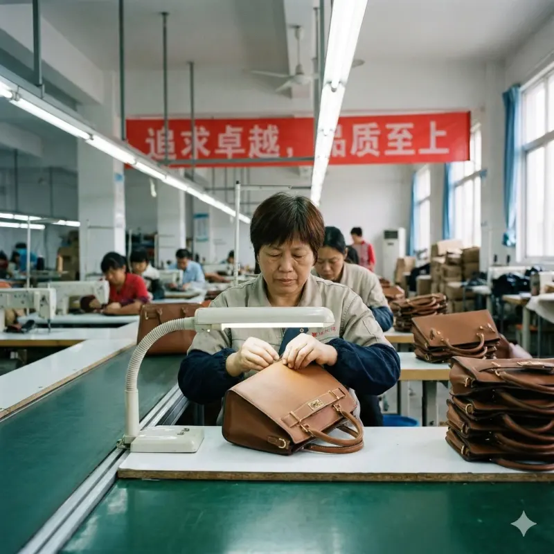 Final Quality Inspection of Finished Handbags Before Shipping