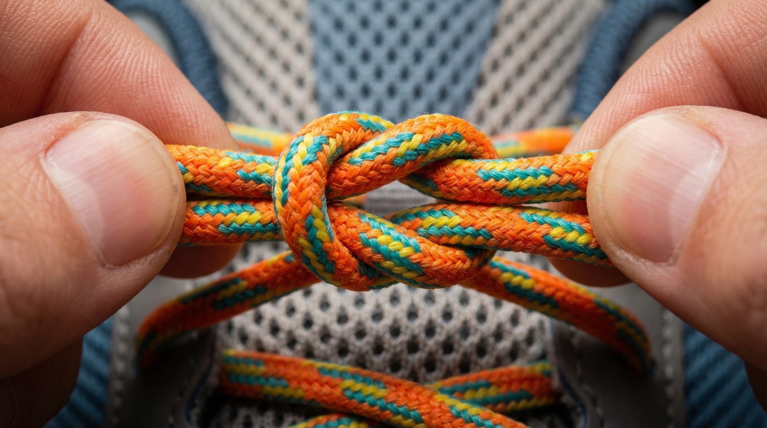 shoelace knot tying macro